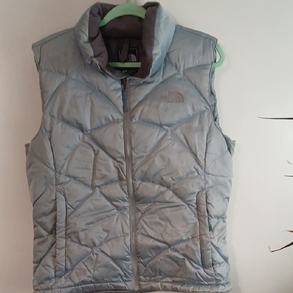 Womens The North Face Sky Blue Quilted Vest Sz: L